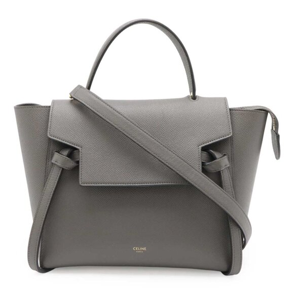 CELINE Gray Leather Shoulder Bag - Picture 1 of 10